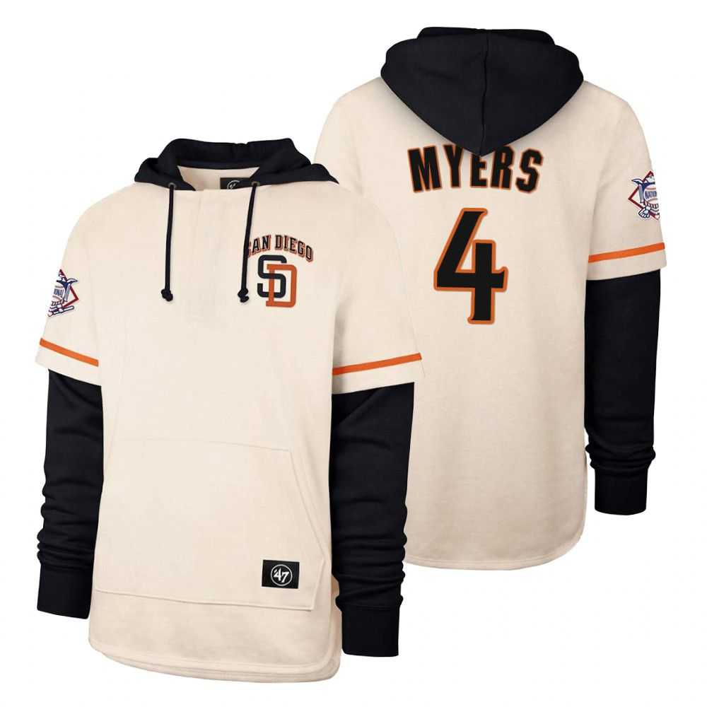 Men San Diego Padres 4 Myers Cream 2021 Pullover Hoodie MLB Jersey